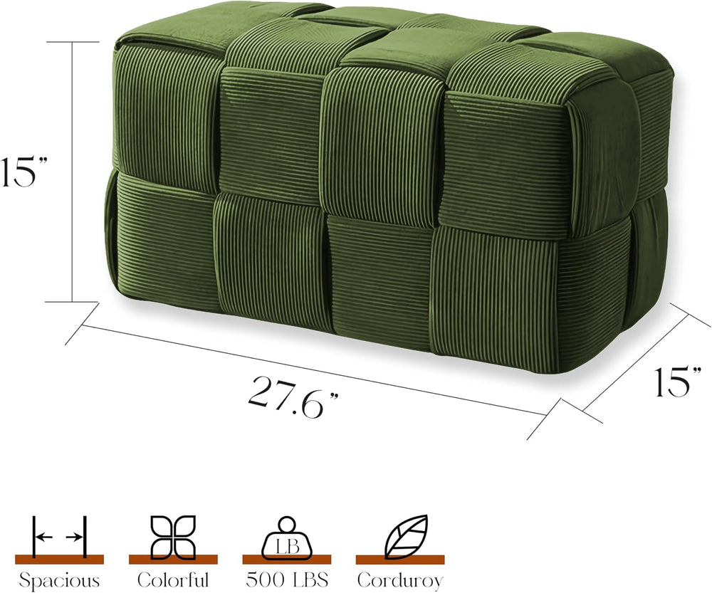 Cmishe 28" Rectangular Woven Corduroy Ottoman Footrest - Large Modern En...