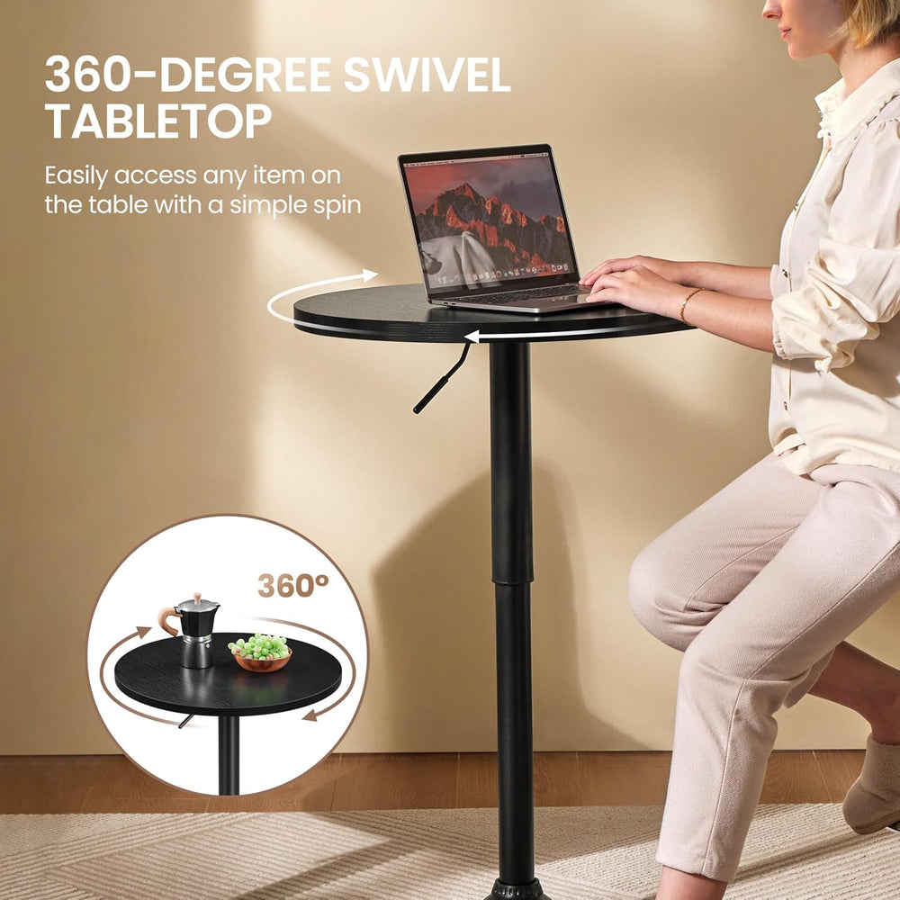 Yaheetech Round Bar Table, Adjustable 27.5-36" Height, Full Black