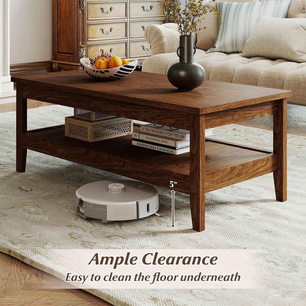 GIANTEX Mid Century Modern Coffee Table, 47" Wood Center Table