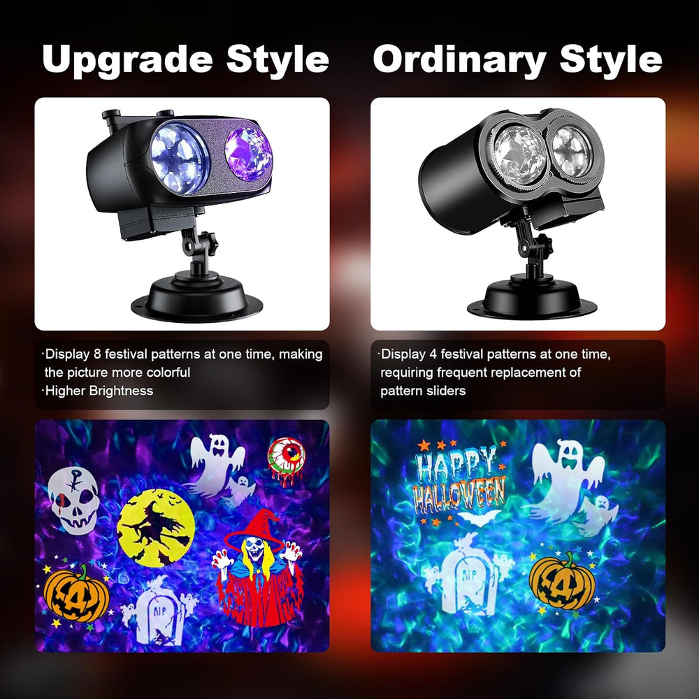 2026 Upgraded Halloween Projector, 8 Patterns (Ocean Wave & Patterns),8 T...