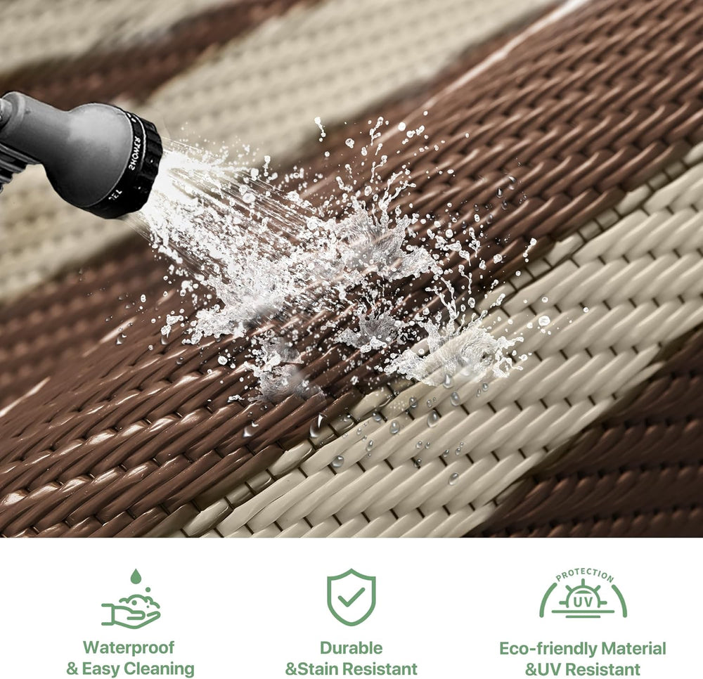 GENIMO Outdoor Rug, Waterproof Plastic Rugs for Patio, 9'x12' Coffee ...