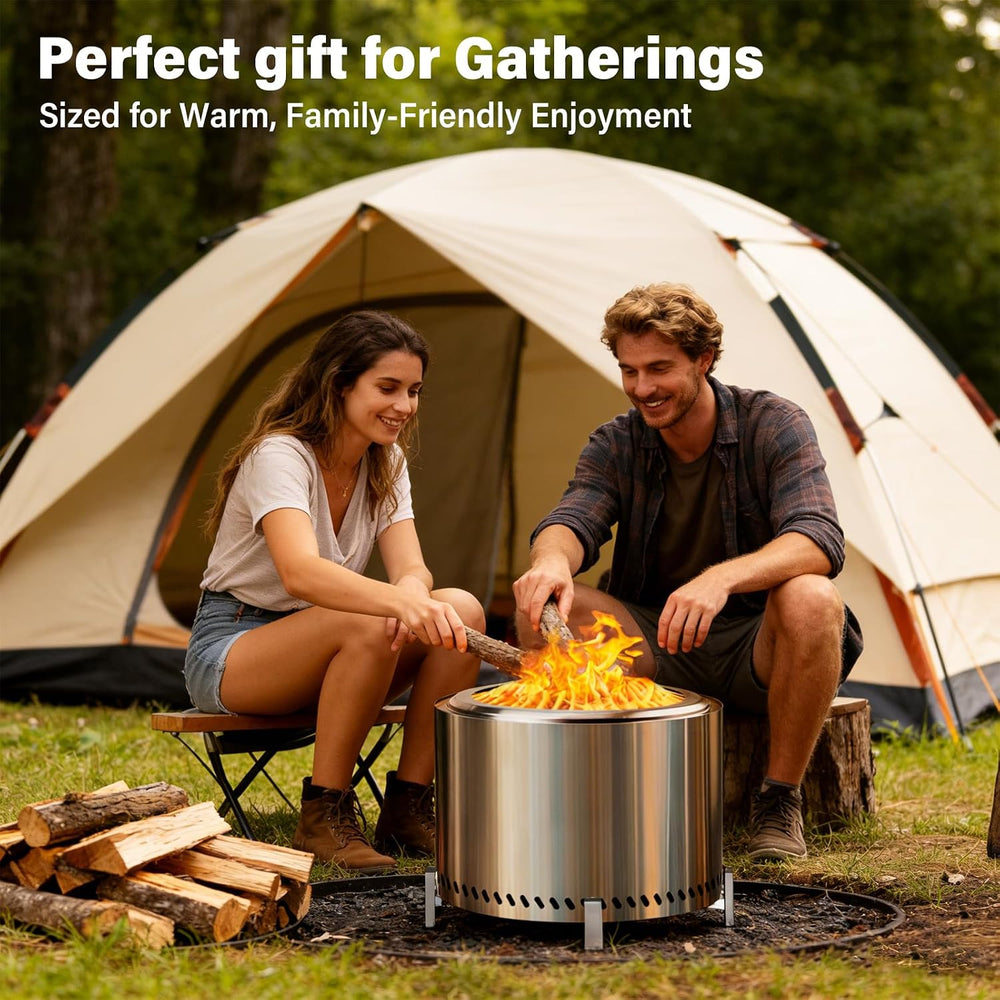 HGD 20 Inch Smokeless Fire Pit with Stand, Stainless Steel Wood Burning Stove...