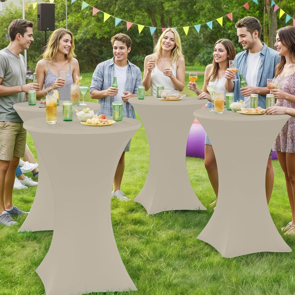 Moosfor Spandex Cocktail Table Covers 4 Pack, Elastic Fitted Stretch Table Cl...