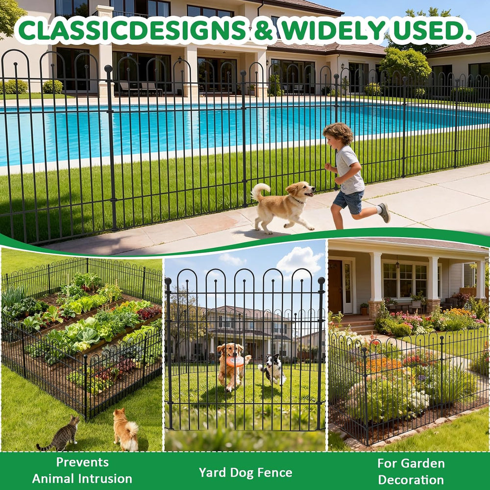 Garden Fence Animal Barrier with Gate, 10 Panels No Dig Dog Fence Outdoor