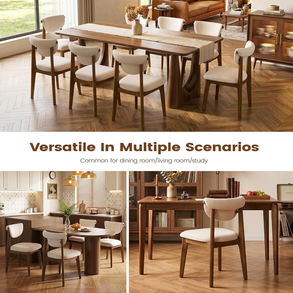 Dining Chairs Set of 8, Solid Rubberwood Kitchen Chairs with Lumbar Support H...