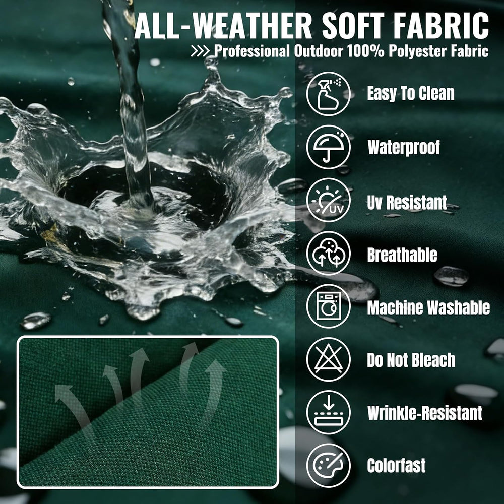 14pcs Outdoor Patio Furniture Cushion Covers Waterproof Zipper Dark Green
