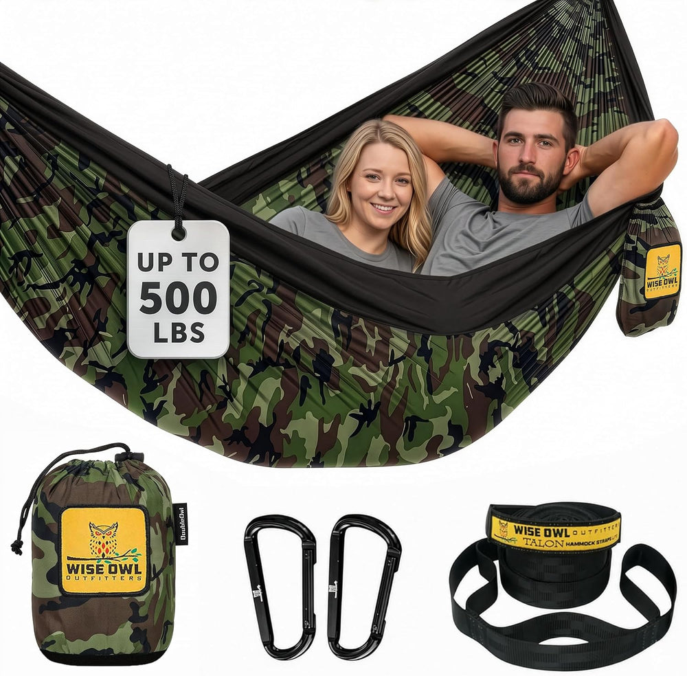 Wise Owl Outfitters Camping Hammock – 500lbs Portable Hammock with Tree Strap...