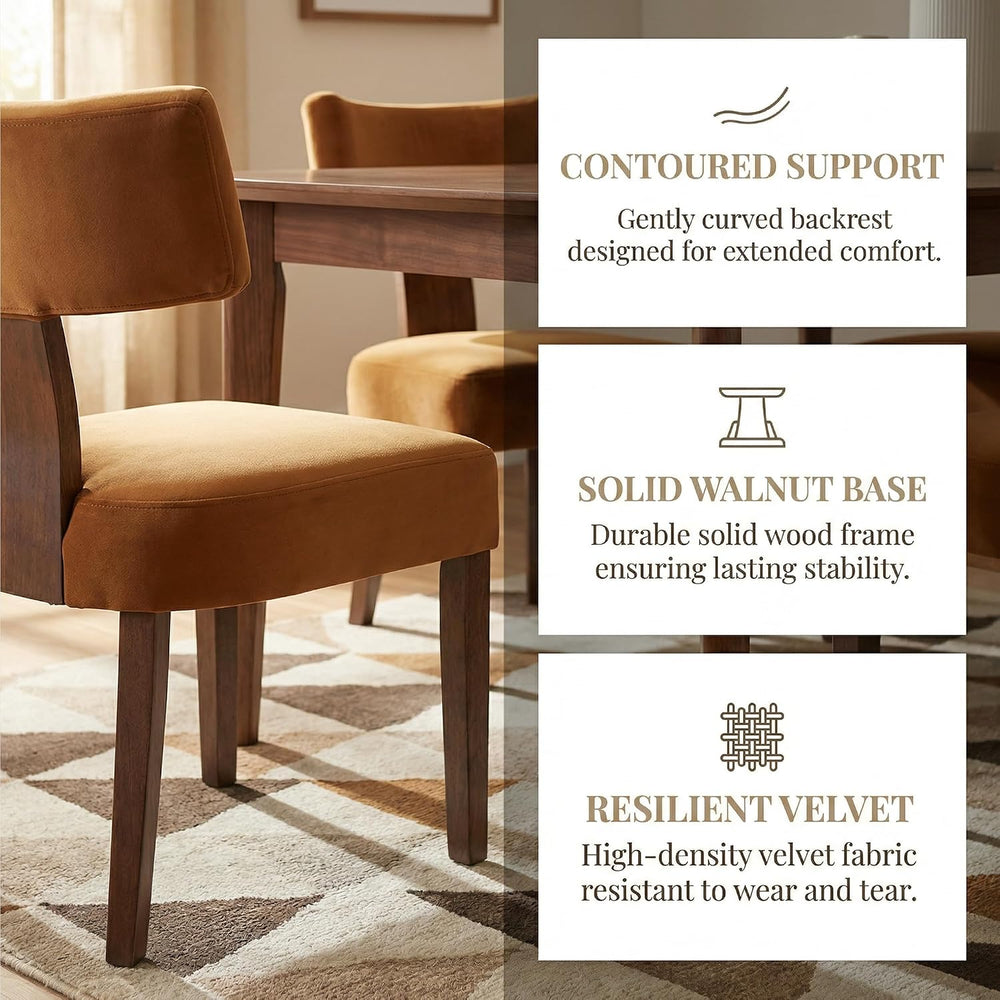 HNY Mid Century Modern Dining Chairs, Velvet Fabric Farmhouse Upholstered and...