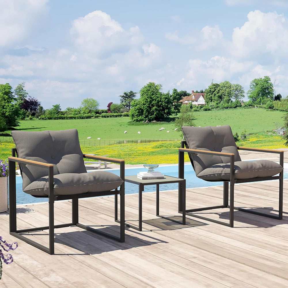 Bistro Table and Chairs Set of 2, Outdoor Patio Furniture 3 Piece with Thick ...