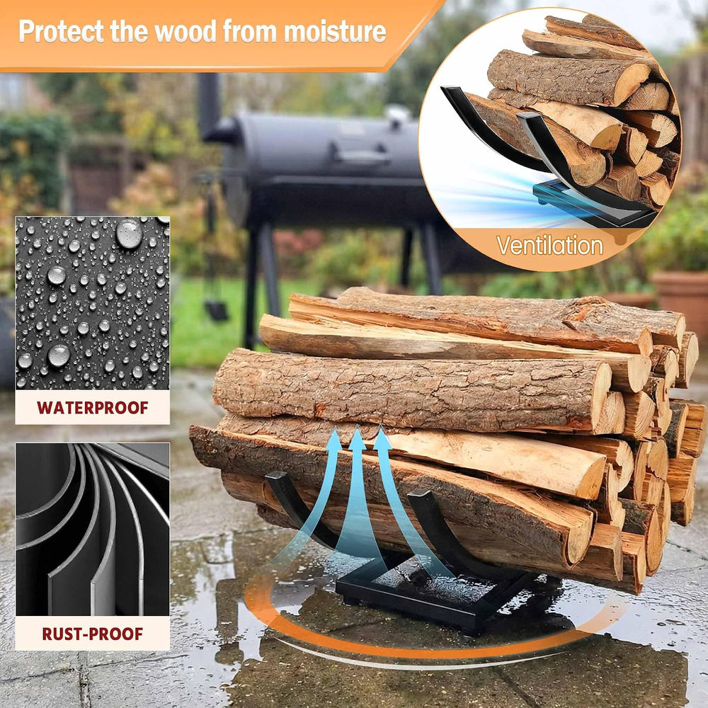 Curved Firewood Rack Firewood Holder: 30 Inch Heavy Duty Firewood Holder