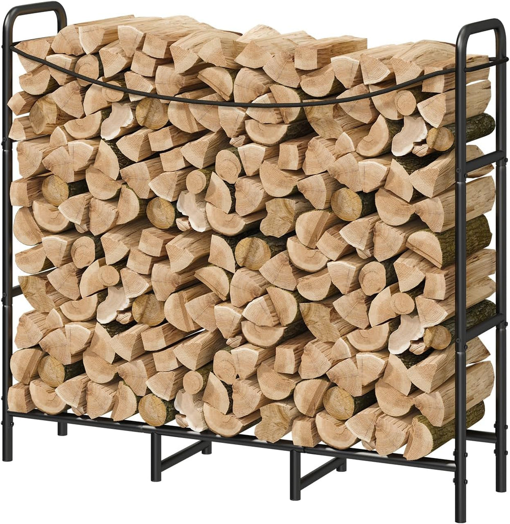 4FT Firewood Rack Outdoor, Adjustable Log Stand for Storage