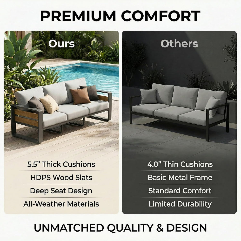 ZANDOR Aluminum Outdoor Patio Furniture Set with Table,4 Seat, Grey