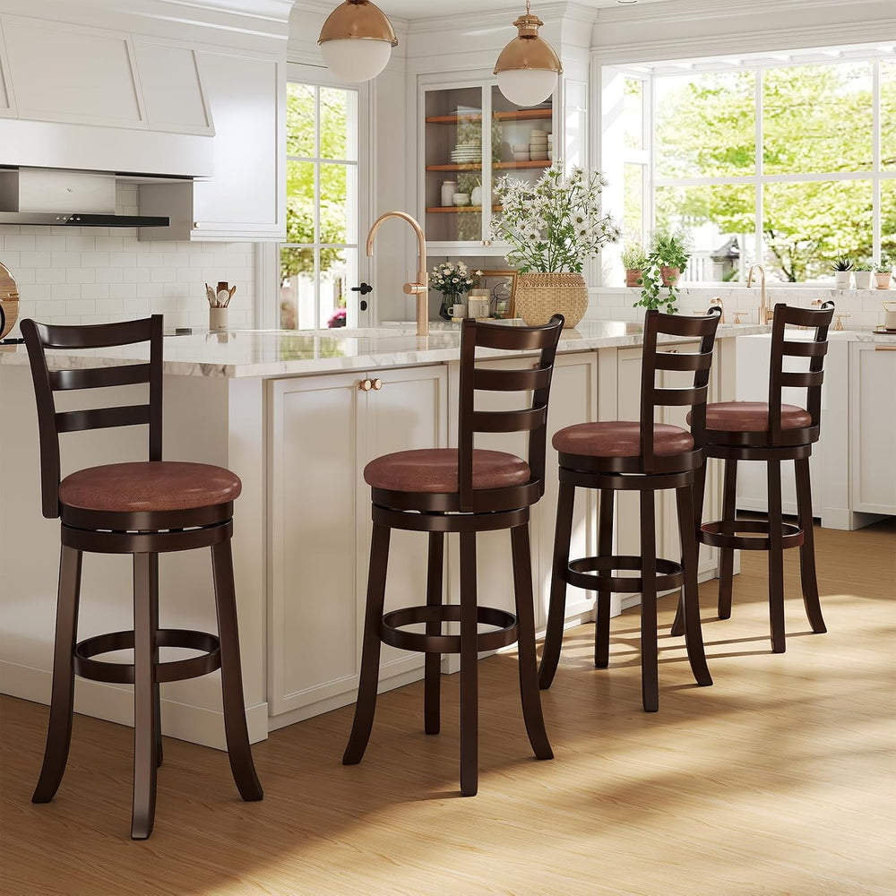 GIANTEX Swivel Bar Stools Set of 2, 30" Upholstered Counter Height Bar C...
