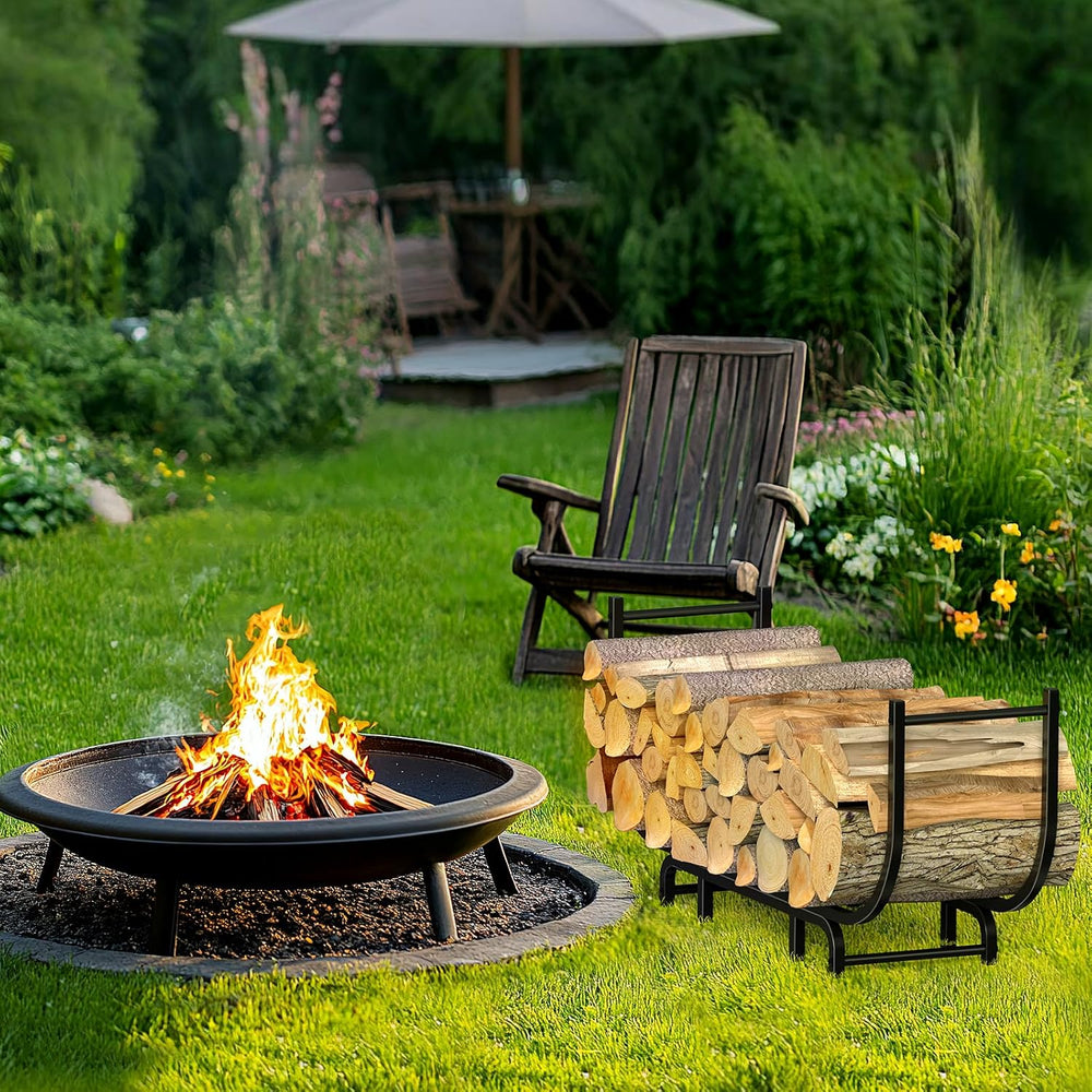 LIANTRAL Curved Firewood Rack Outdoor Indoor, 48 Inch Heavy Duty Log Holder