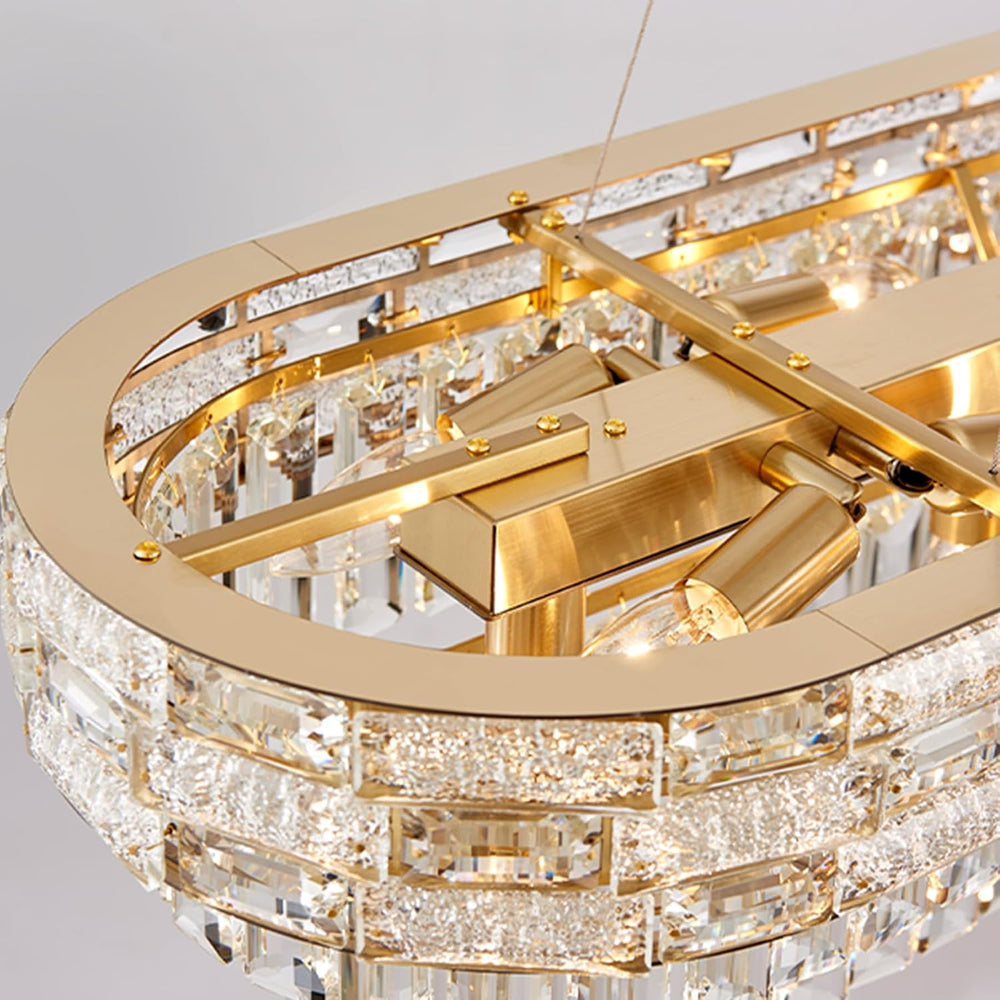 49.2" L Modern Crystal Chandeliers for Dining Room 18 Lights Gold Chande...