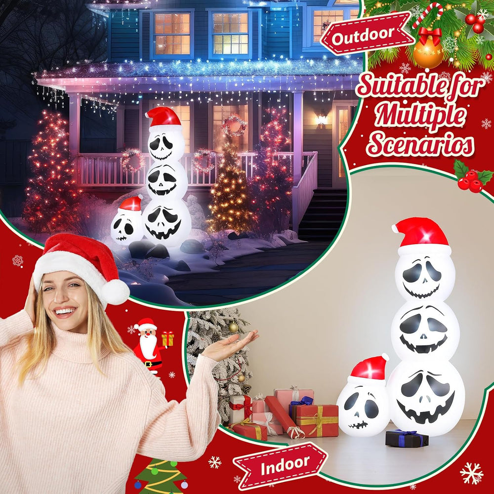 Leyndo 6ft Christmas Inflatable, Skeleton Inflatable with Santa Hat Christmas...