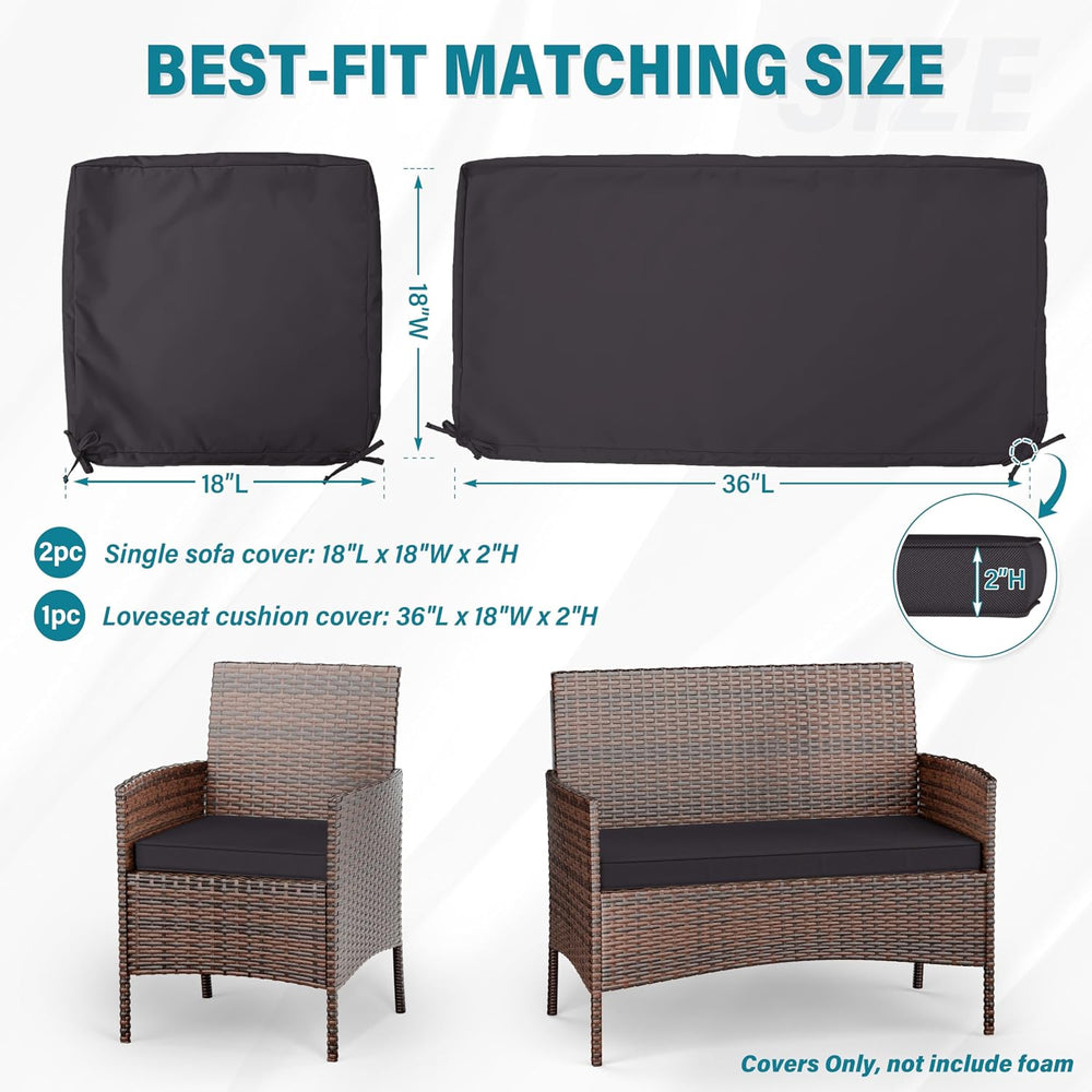 3 Pack Outdoor Patio Cushions Replacement Covers Waterproof