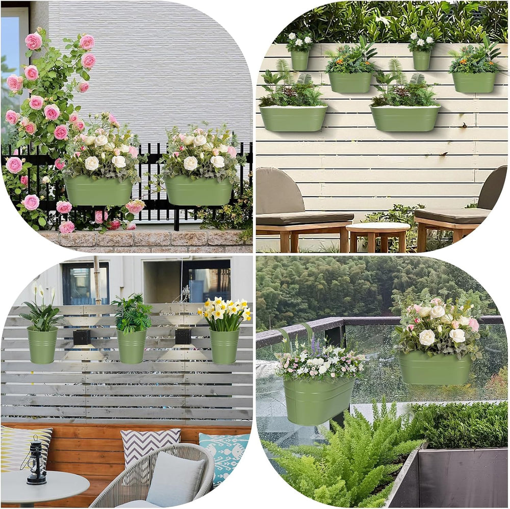 3 Different Size Metal Iron Hanging Flower Pots 10 Pcs for Outdoor Plants Met...
