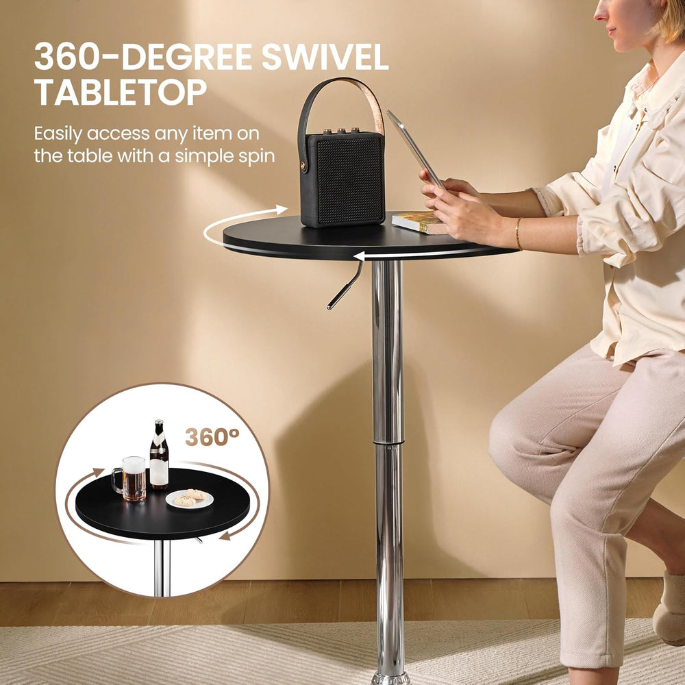 Yaheetech Round Bar Table Set of 2, Adjustable 27.5-36" Height, Black