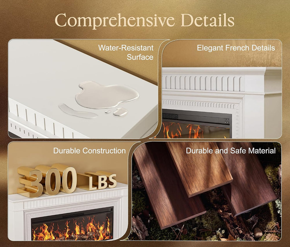 PRAISUN 70'' Fireplace TV Stand with 48'' Electric Fireplace