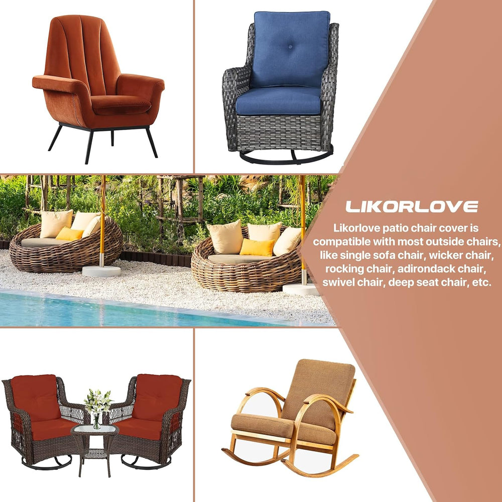 Likorlove Patio Chair Covers Waterproof – Fits up to 40" W x 40" D ...