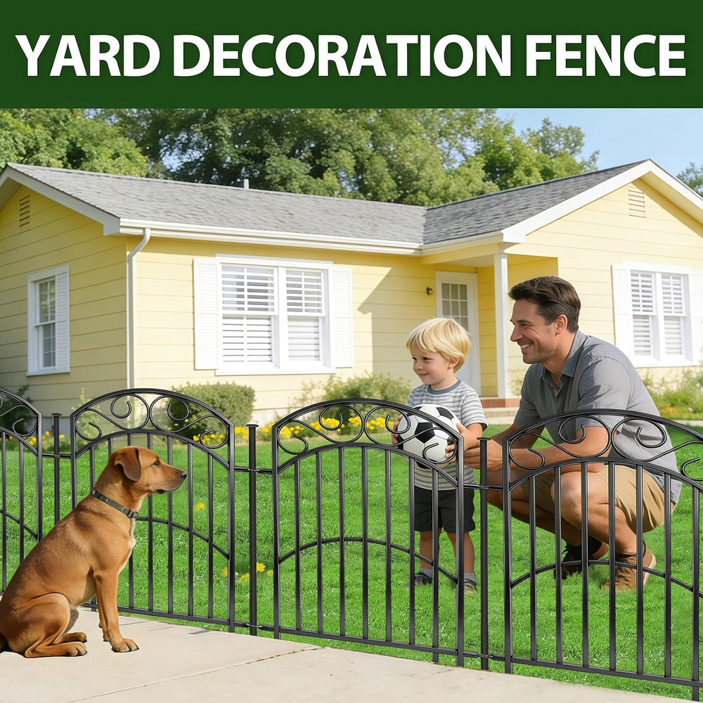 33" H x 27" W Decorative Iron Garden Animal Barrier Fence, 8 Panels...