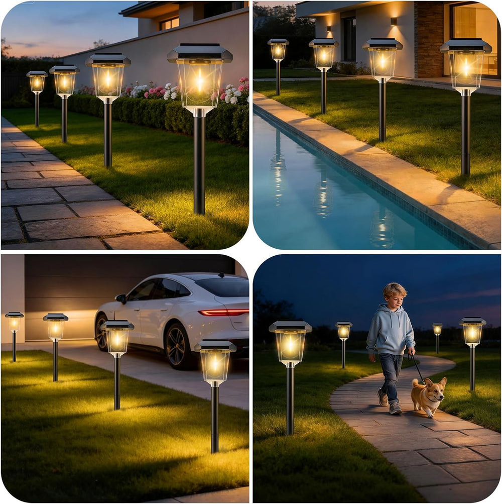 16Pack Solar Pathway Lights Outdoor, Warm White LED Waterproof Solar Lights