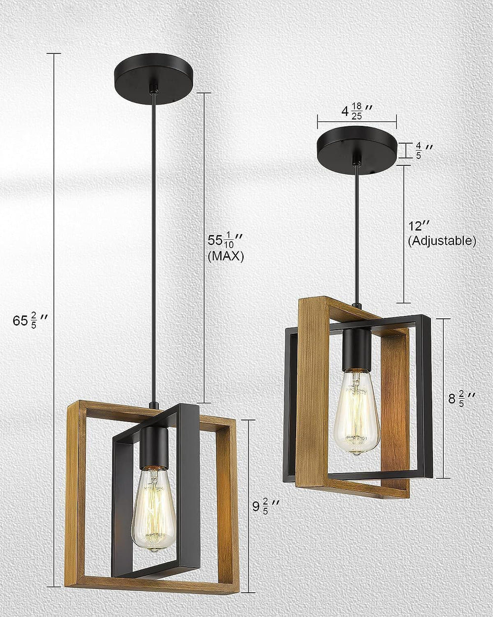 Farmhouse Pendant Light Fixture, Black Pendant Lights for Kitchen Island Indu...