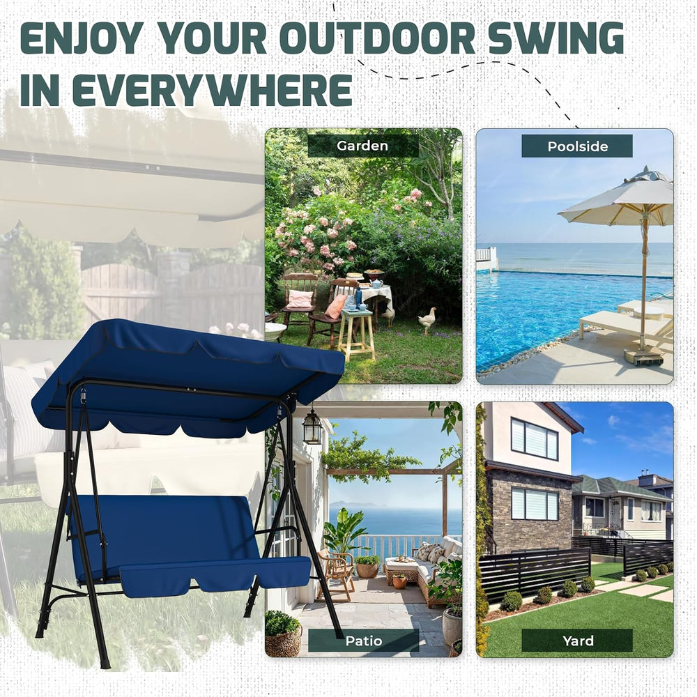 AECOJOY Porch Swing with Stand, 3-Seat Outdoor Clearance Porch Swings for Adu...