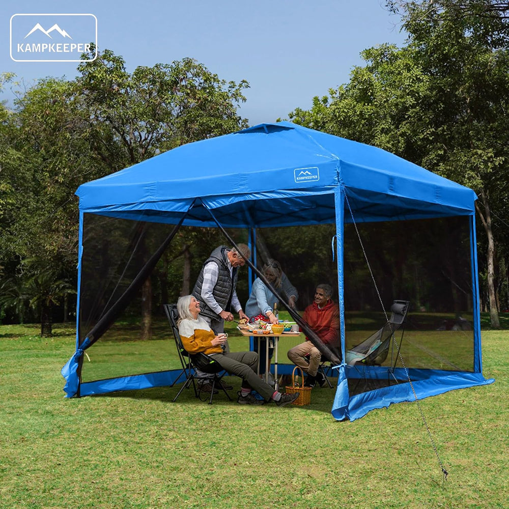 KAMPKEEPER 10x10 Pop-Up Canopy Tent, Waterproof, Portable Shade with Side Wal...