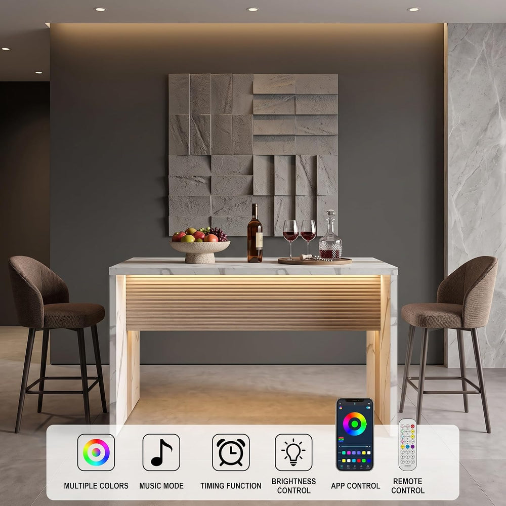 60" Modern Faux Marble Kitchen Island Table for 4-6 for Dining Room