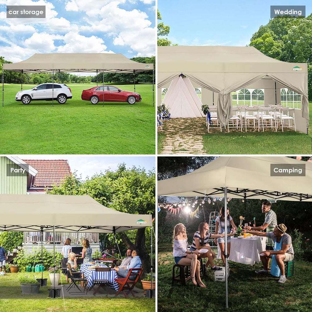 COBIZI 10x30 Heavy Duty Pop Up Canopy Tent with Sidewalls, Easy Up Canopy