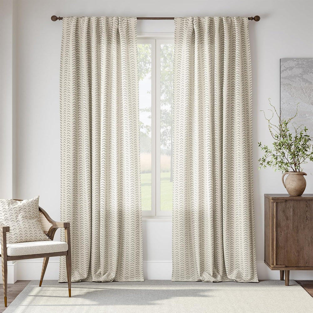 jinchan Linen Boho Curtains for Living Room Semi Sheer Curtains for Bedroom 9...
