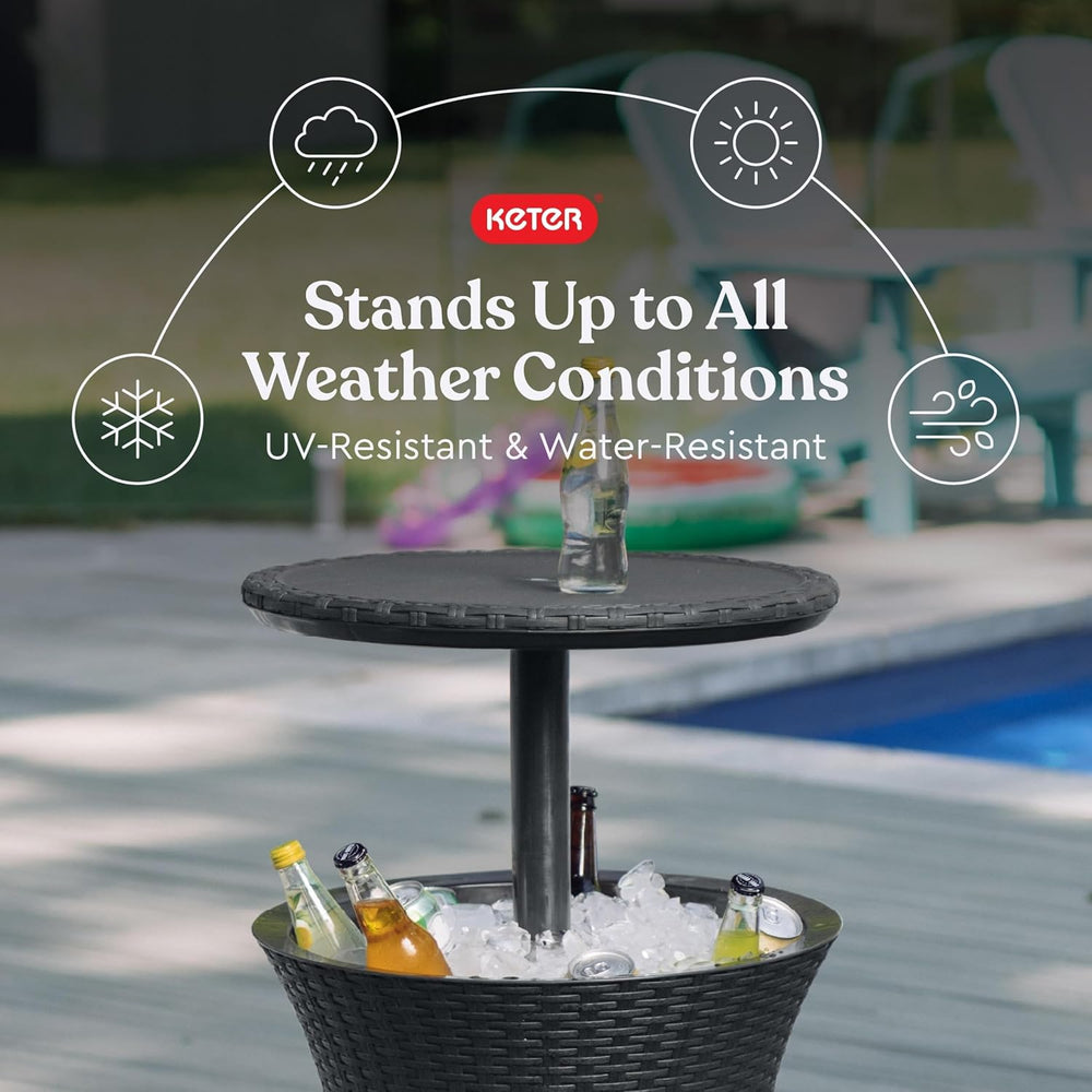 Keter Pacific Cool Bar Outdoor Patio Furniture and Hot Tub Side Table with 7....