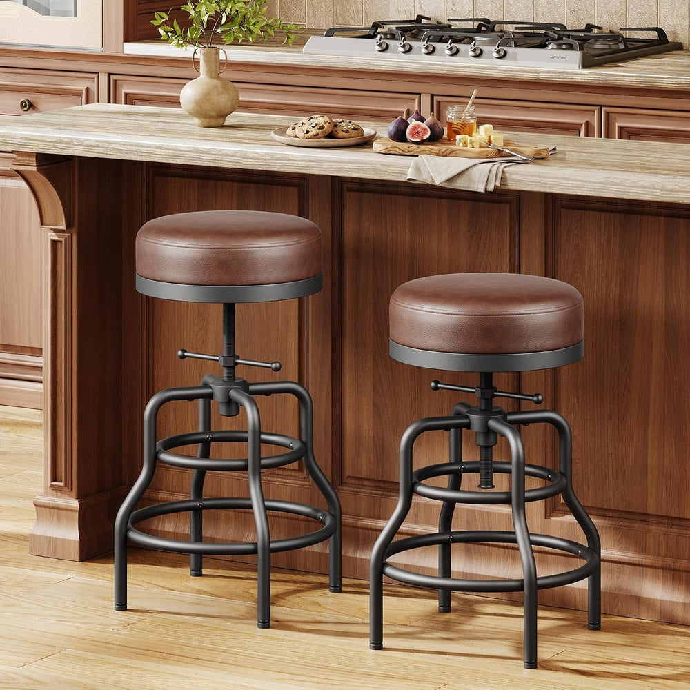 Raynesys 22-29 Inch Adjustable Height Industrial Swivel Bar Stools Set of 2