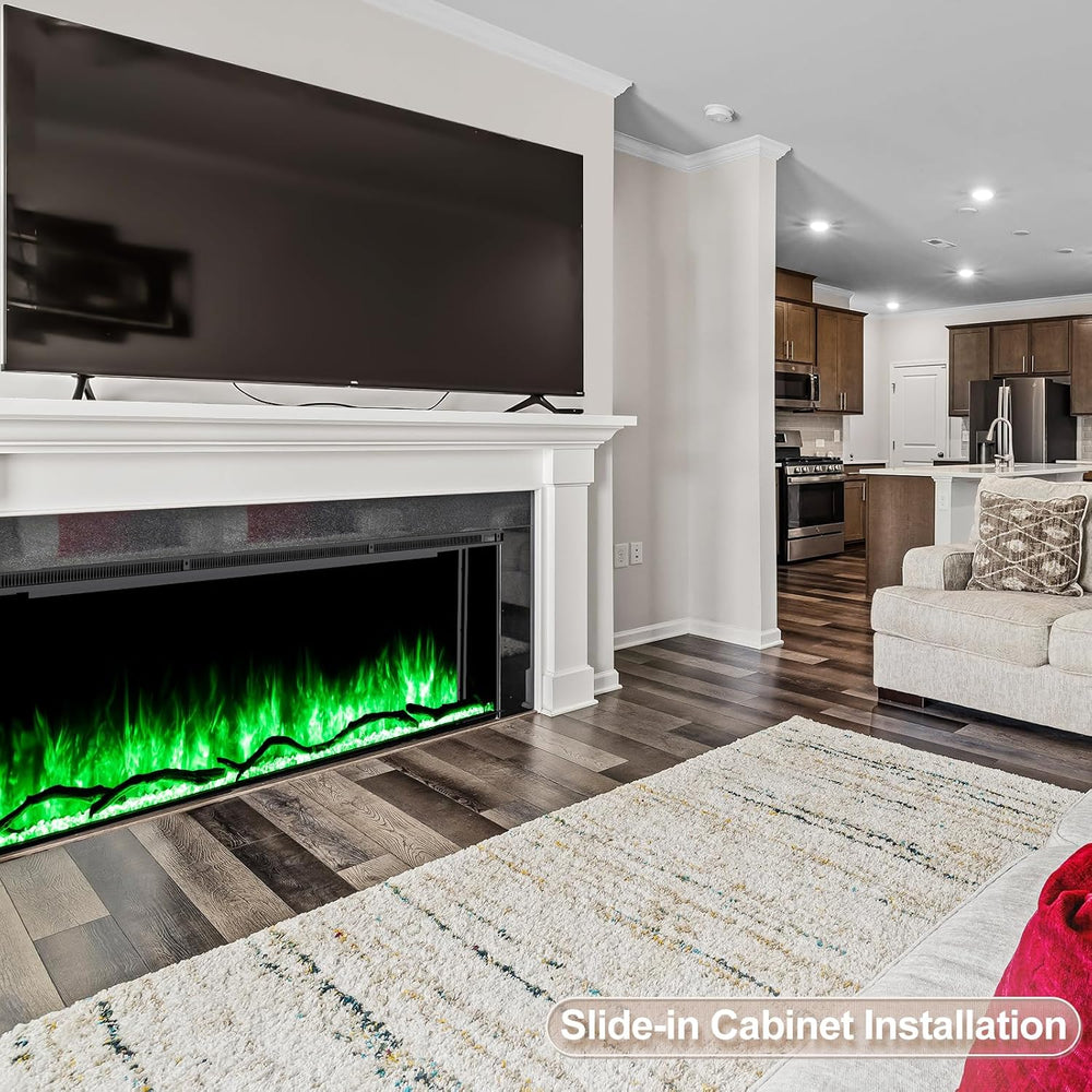 60" 3-Sided Electric Fireplace Recessed, Remote
