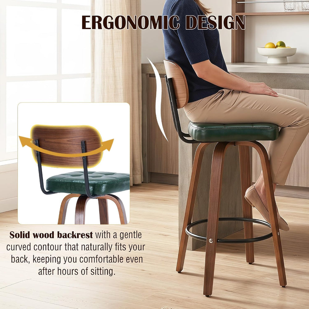 KEEZY Bar Stools Set of 2, 30''Counter Height Barstools with Backrest...