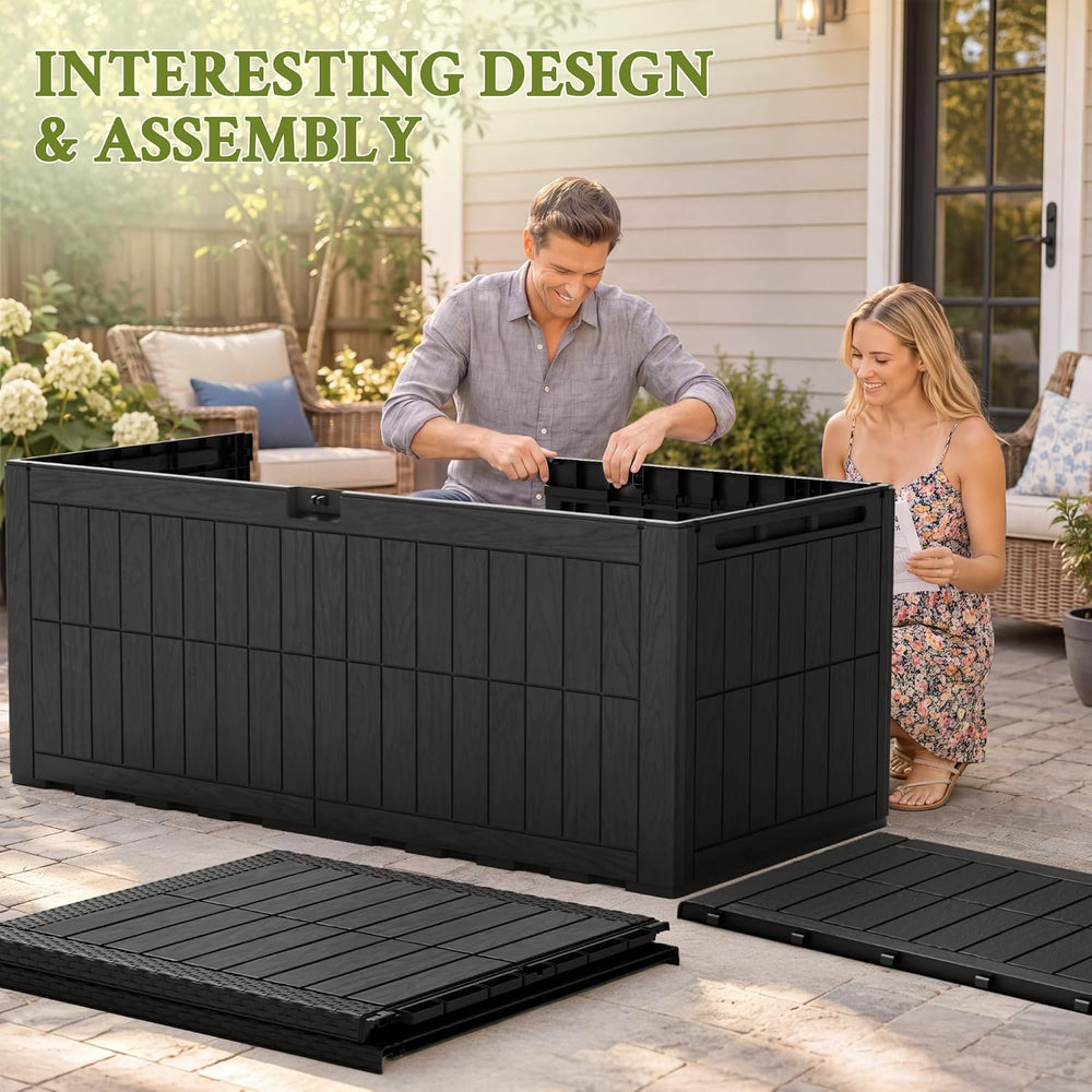 Flamaker 220 Gallon Large Outdoor Storage Box Waterproof, XL Resin Deck Box