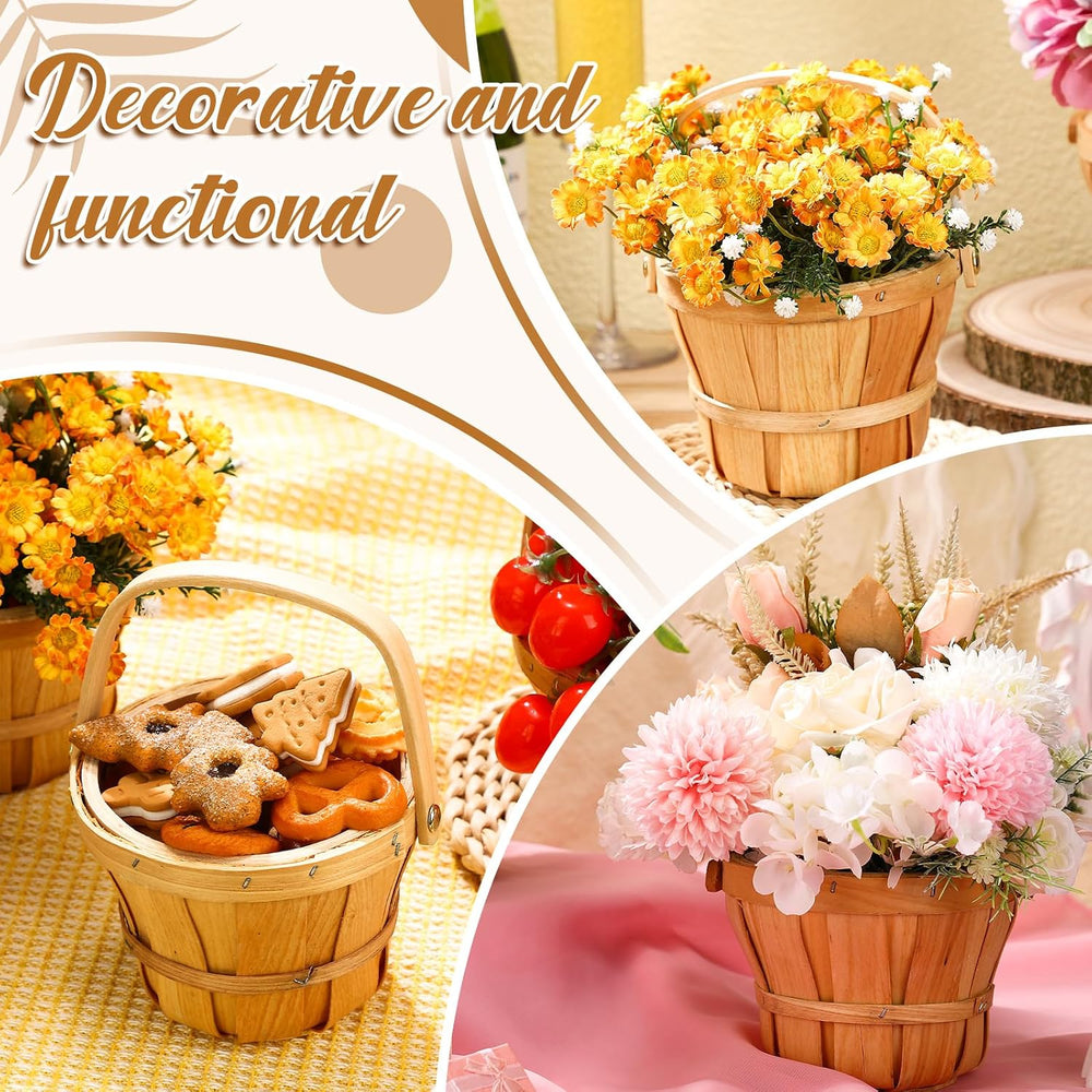 Marsui 10 Pcs Small Wooden Baskets for Berry, 4 x 5.1 Inch,Brown