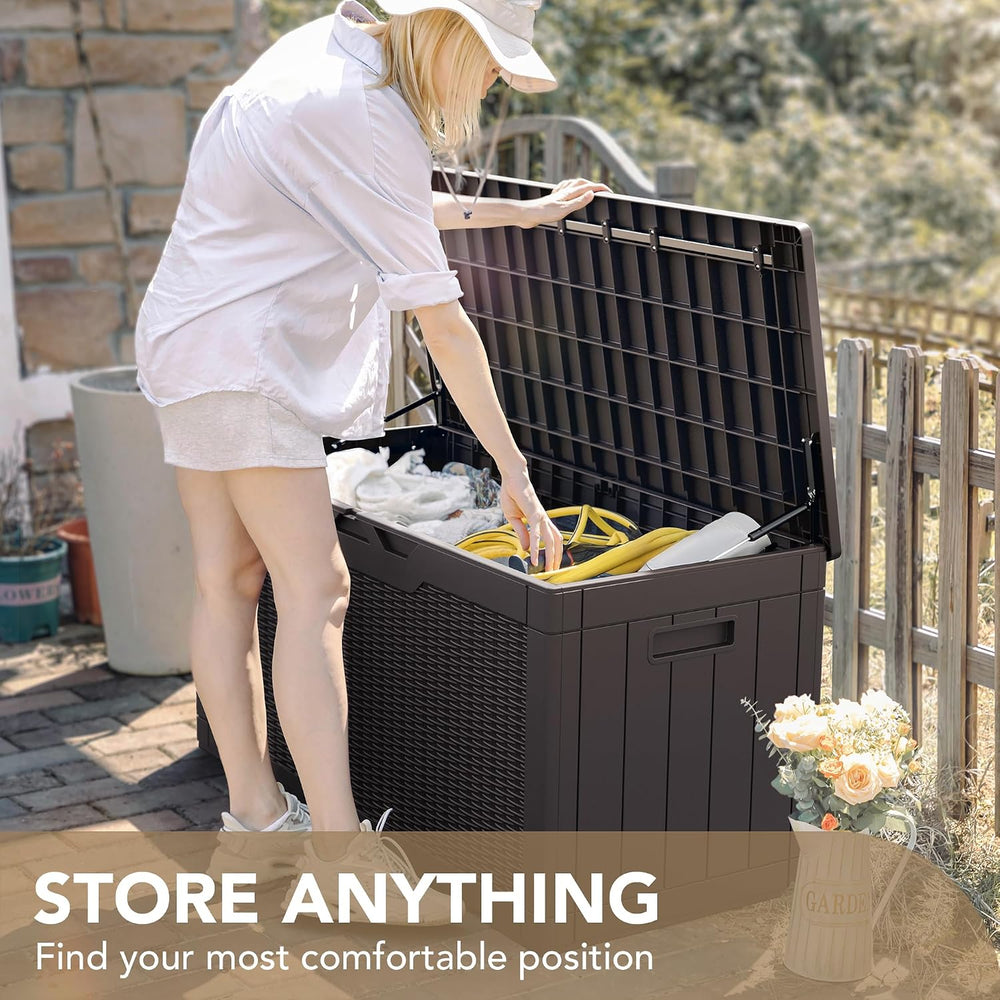 Devoko 100 Gallon Waterproof Resin Deck Box, Large Outdoor Storage Box