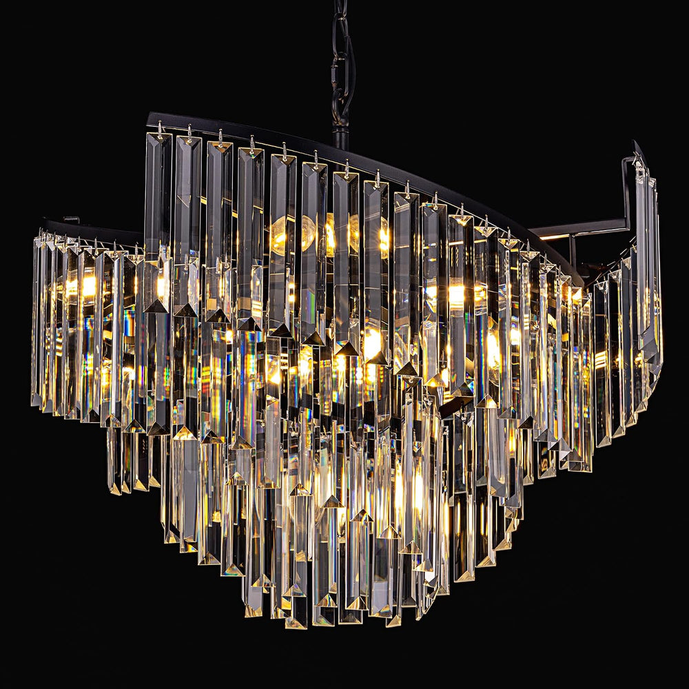 TOCHIC Crystal Chandeliers for Dining Room, 24" Black Crystal Chandelier