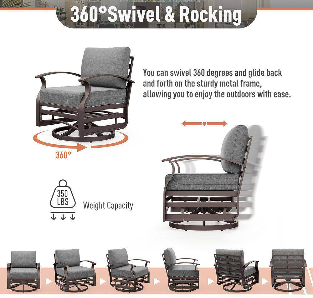 Kurapika 1 Piece Patio Furniture Chair, Outdoor Aluminum Swivel Glider Rocker...