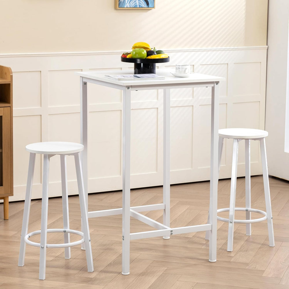 Finnhomy Bar Table Set, 23.6" Pub Table High Top Table, Square Bar Heigh...