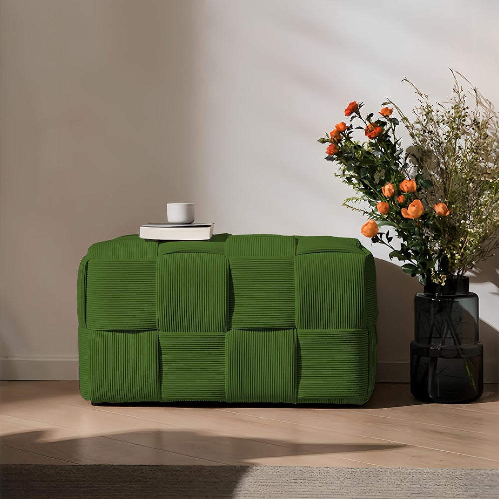 Cmishe 28" Rectangular Woven Corduroy Ottoman Footrest - Large Modern En...