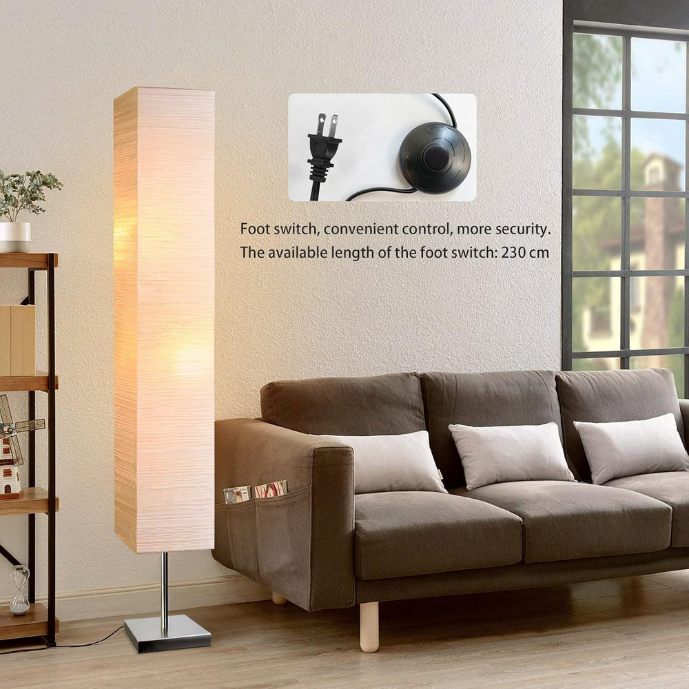 Modern Floor Lamp,Paper Tall Standing Lamp with Shade, Off White