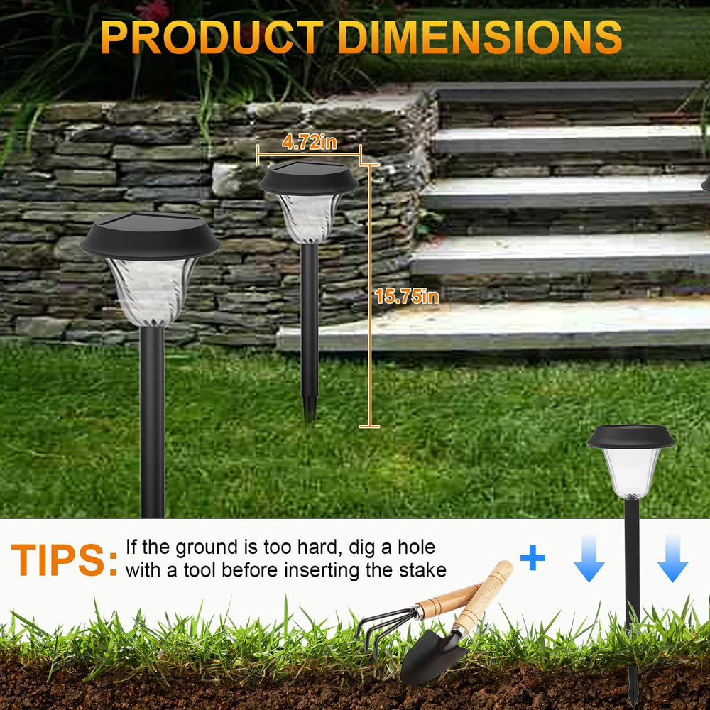 Solar Lights Outdoor Pathway, 6 Pack Garden Pathway Lights Solar Powered