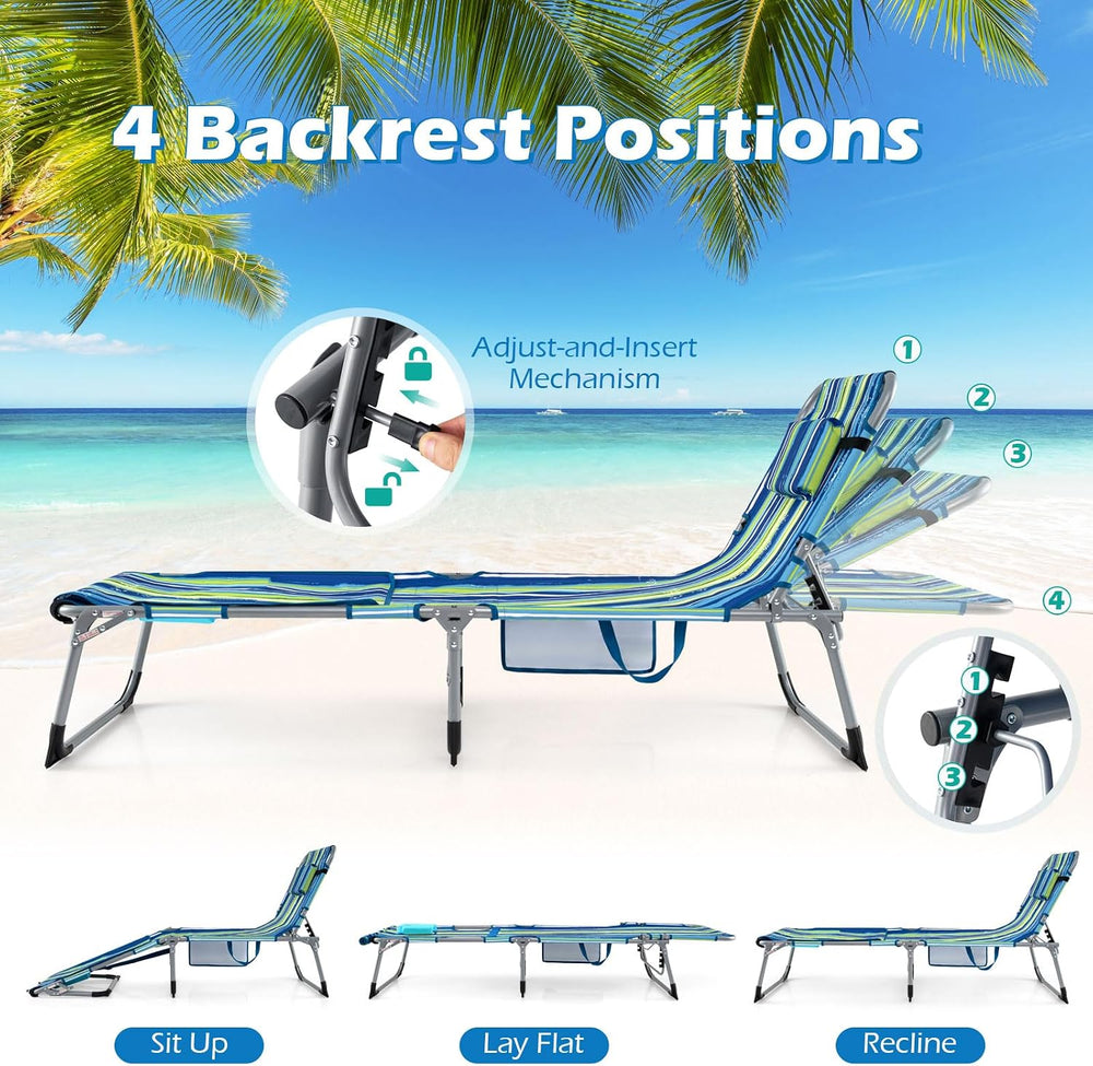 GYMAX Tanning Chair, 330LBS Beach Lounge w/Face Arm Hole & Hand Shoulder ...