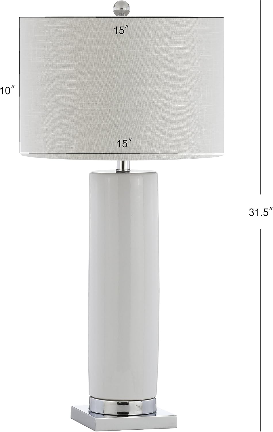 JONATHAN Y Dallas LED Table Lamp Ceramic Metal 31.5", White/Chrome