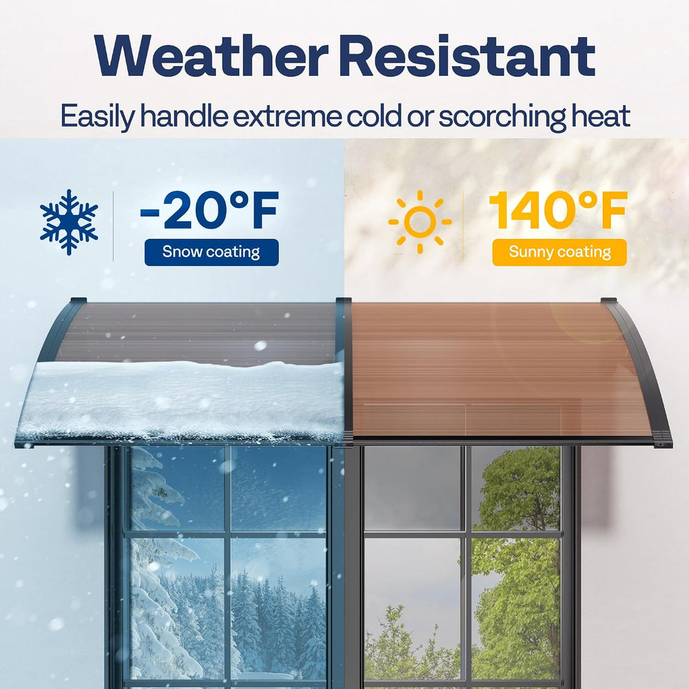 VIVOHOME Polycarbonate Window Door Awning Brown 38 Inch x 115 Inch