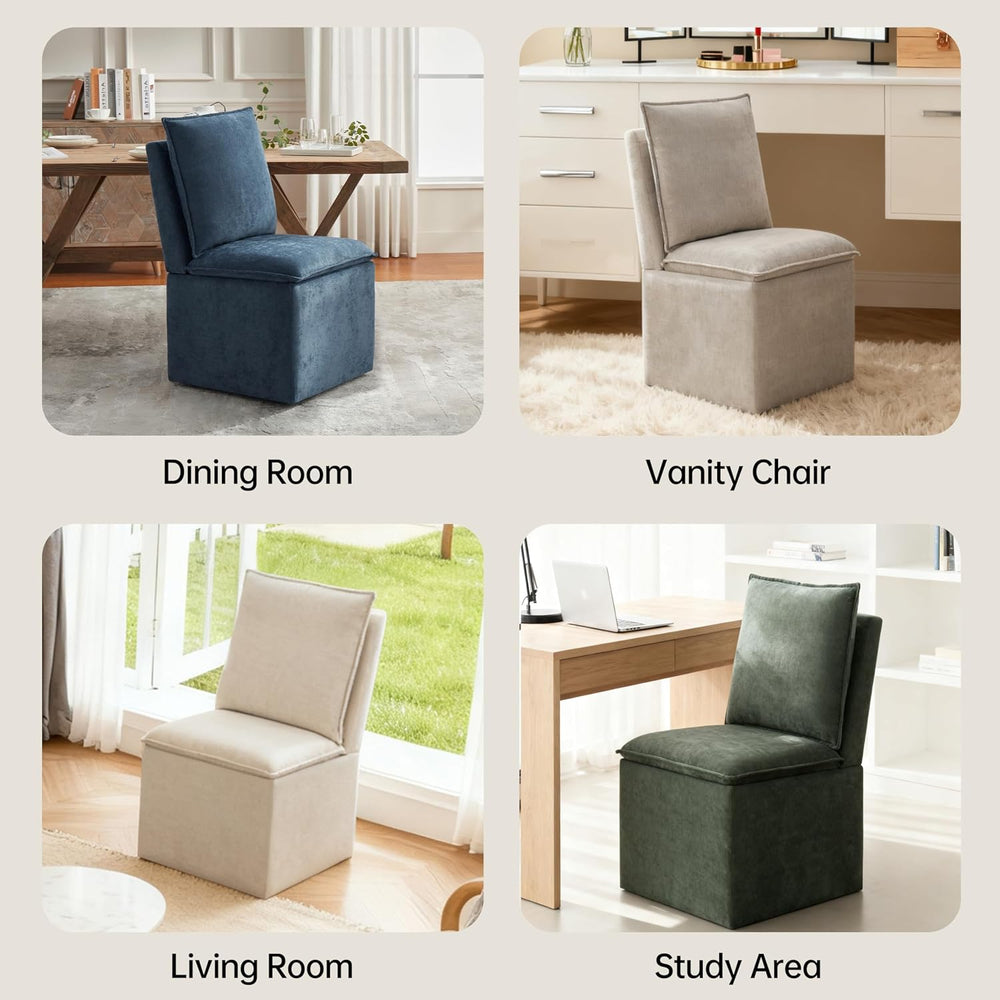 VKNOW Upholstered Dining Chairs Set of 4, Dining Room Chairs with Storage